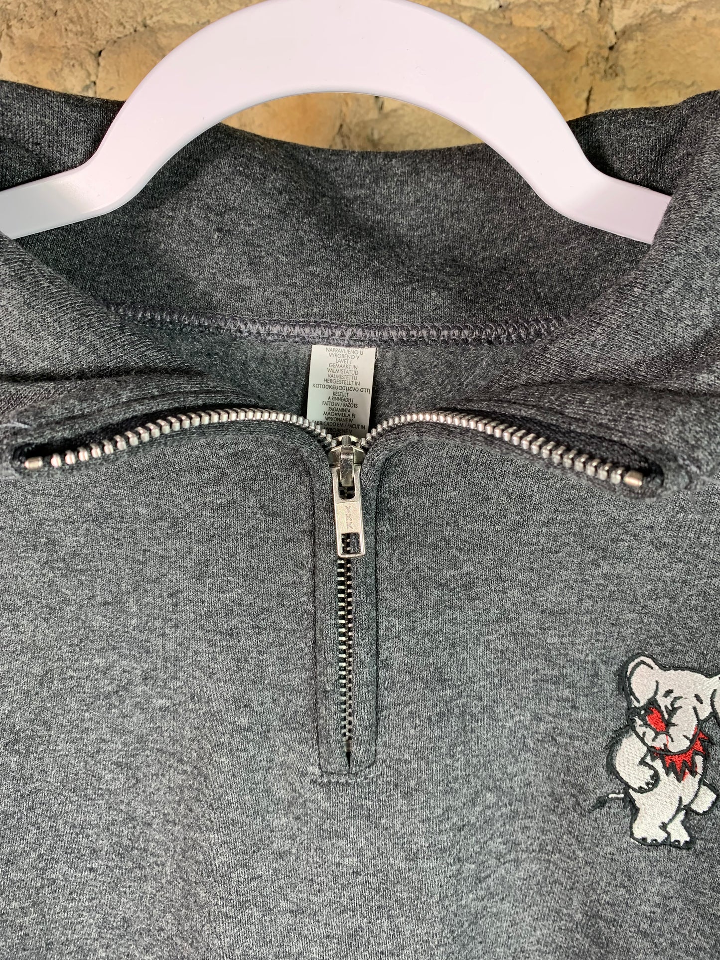 Dead Head Elephant Embroidered Quarter Zip Pullover