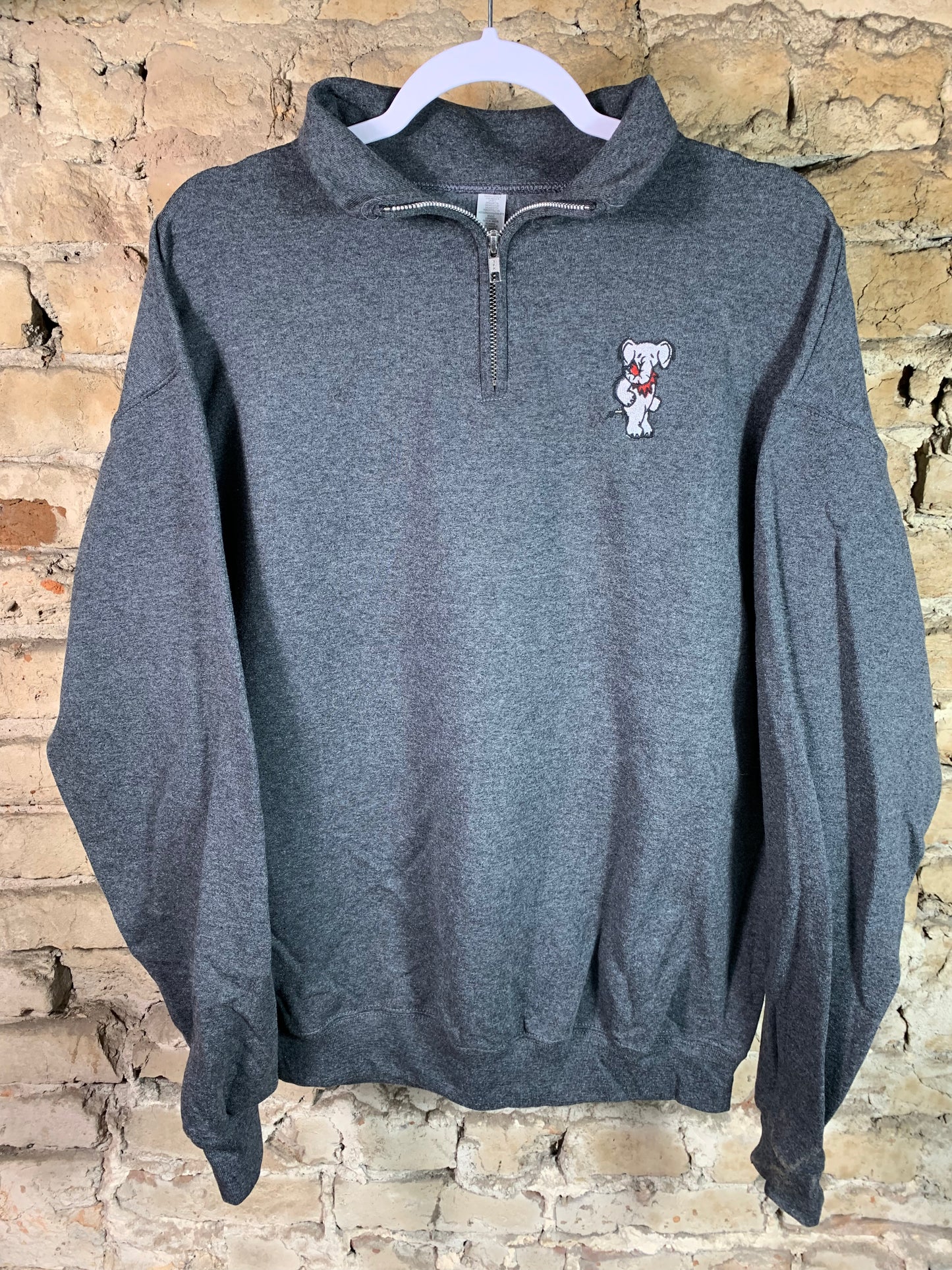 Dead Head Elephant Embroidered Quarter Zip Pullover