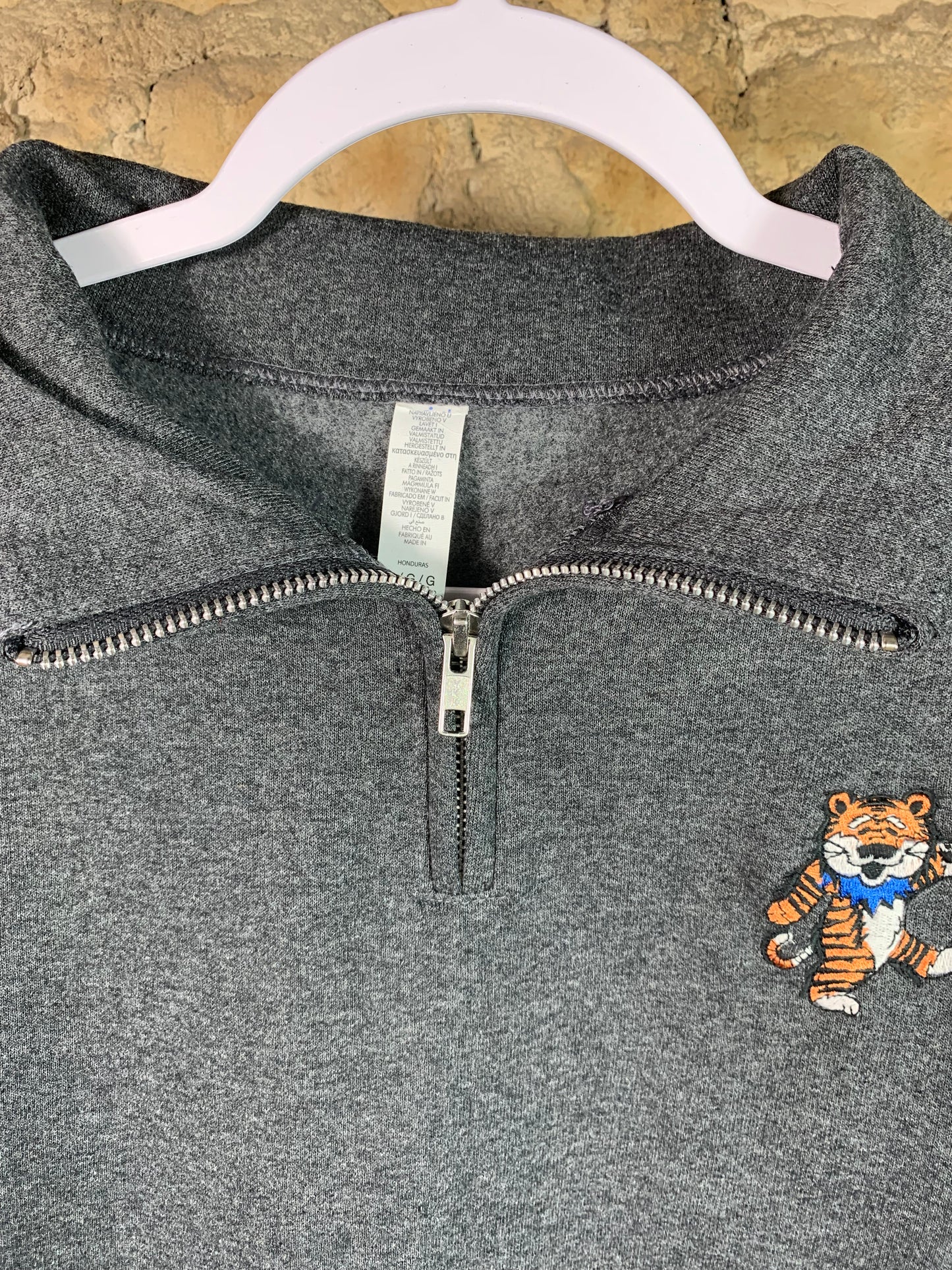 Dead Head Tiger Embroidered Quarter Zip Pullover