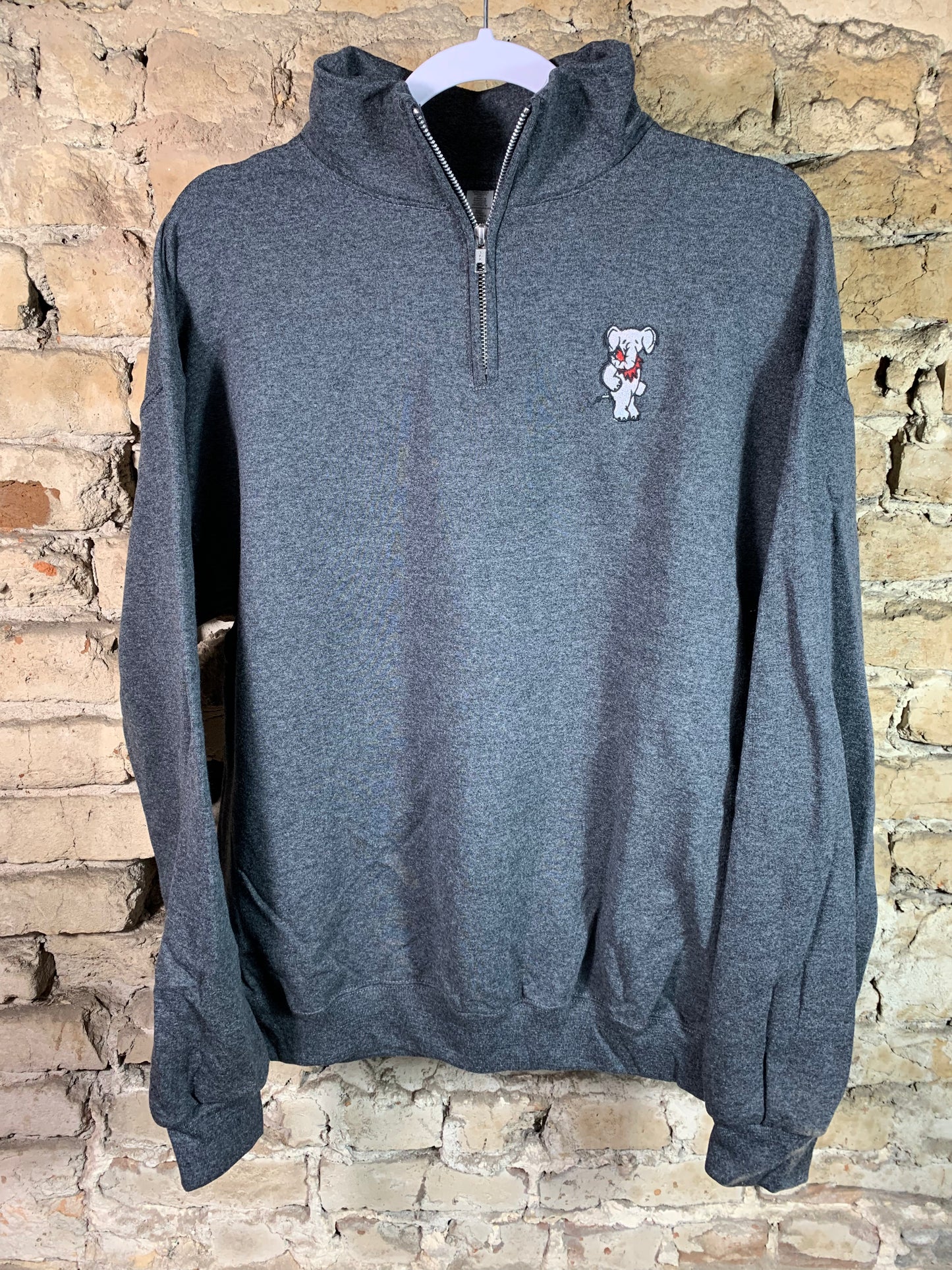 Dead Head Elephant Embroidered Quarter Zip Pullover