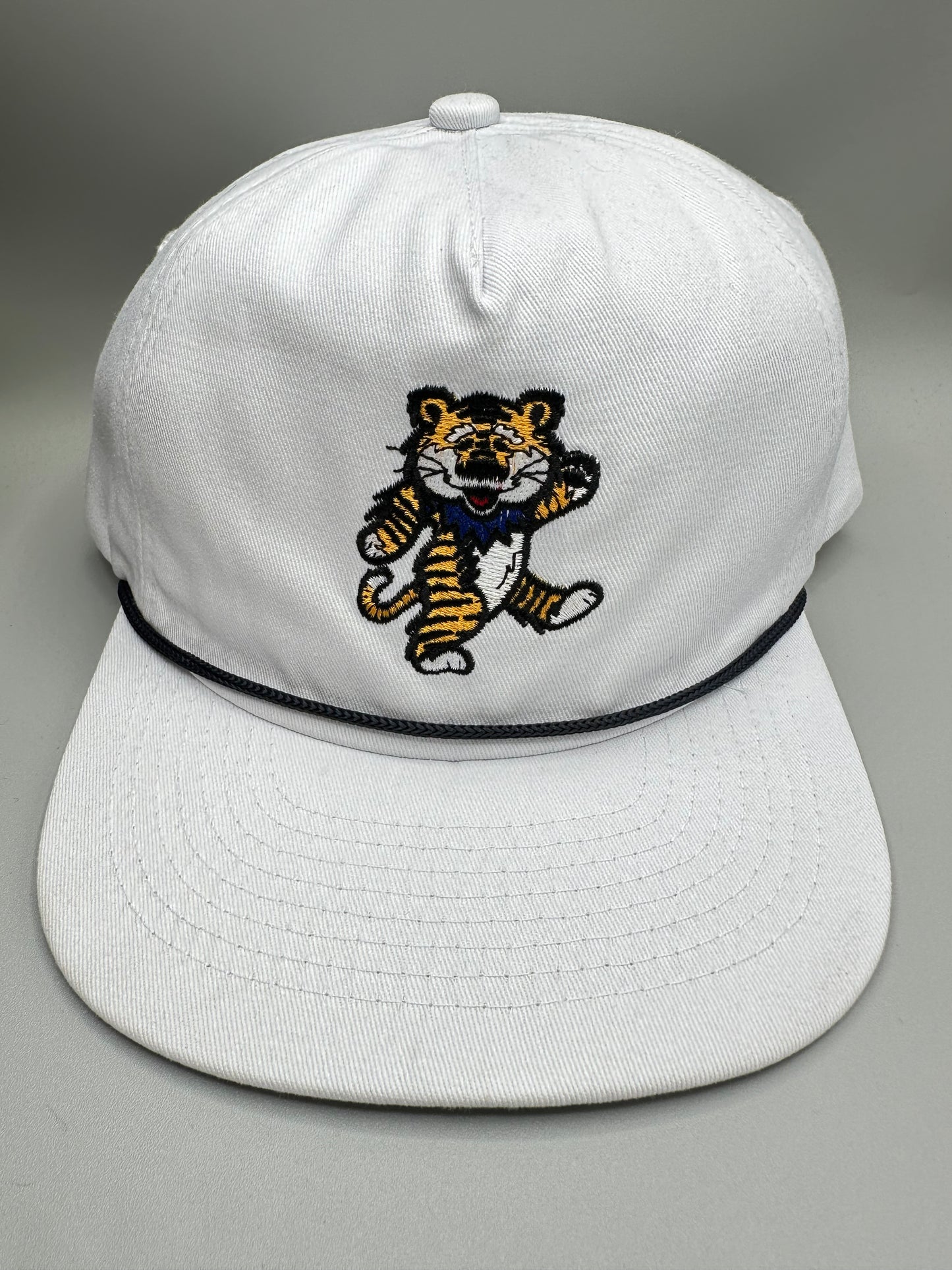 White Dead Head Tiger Rope Snapback Hat