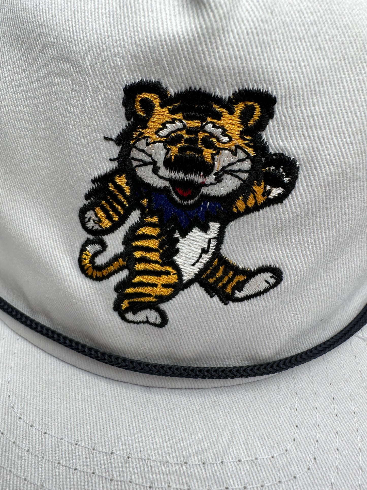 White Dead Head Tiger Rope Snapback Hat