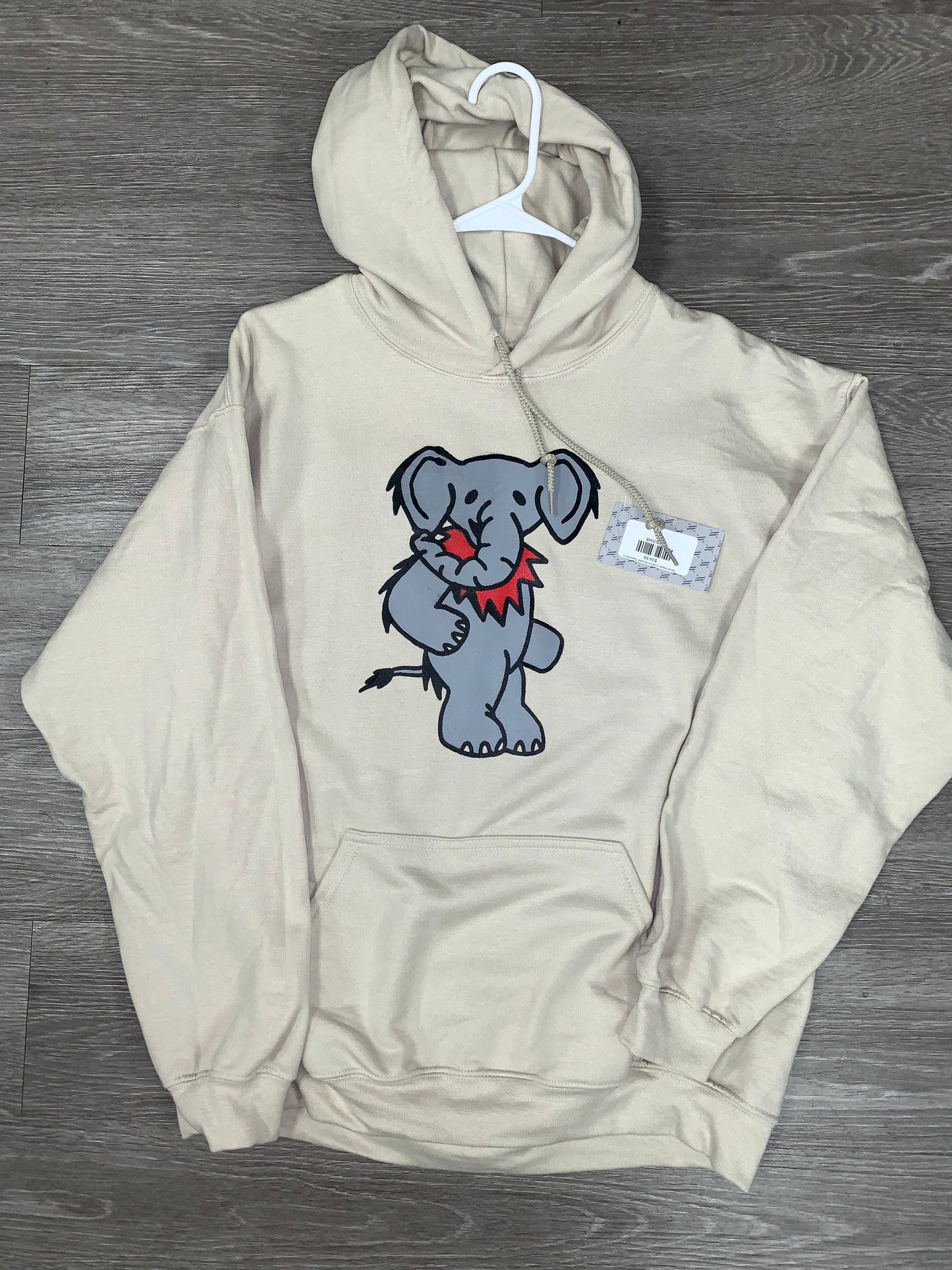 Dead Head Elephant Hoodie Tan Sweatshirt