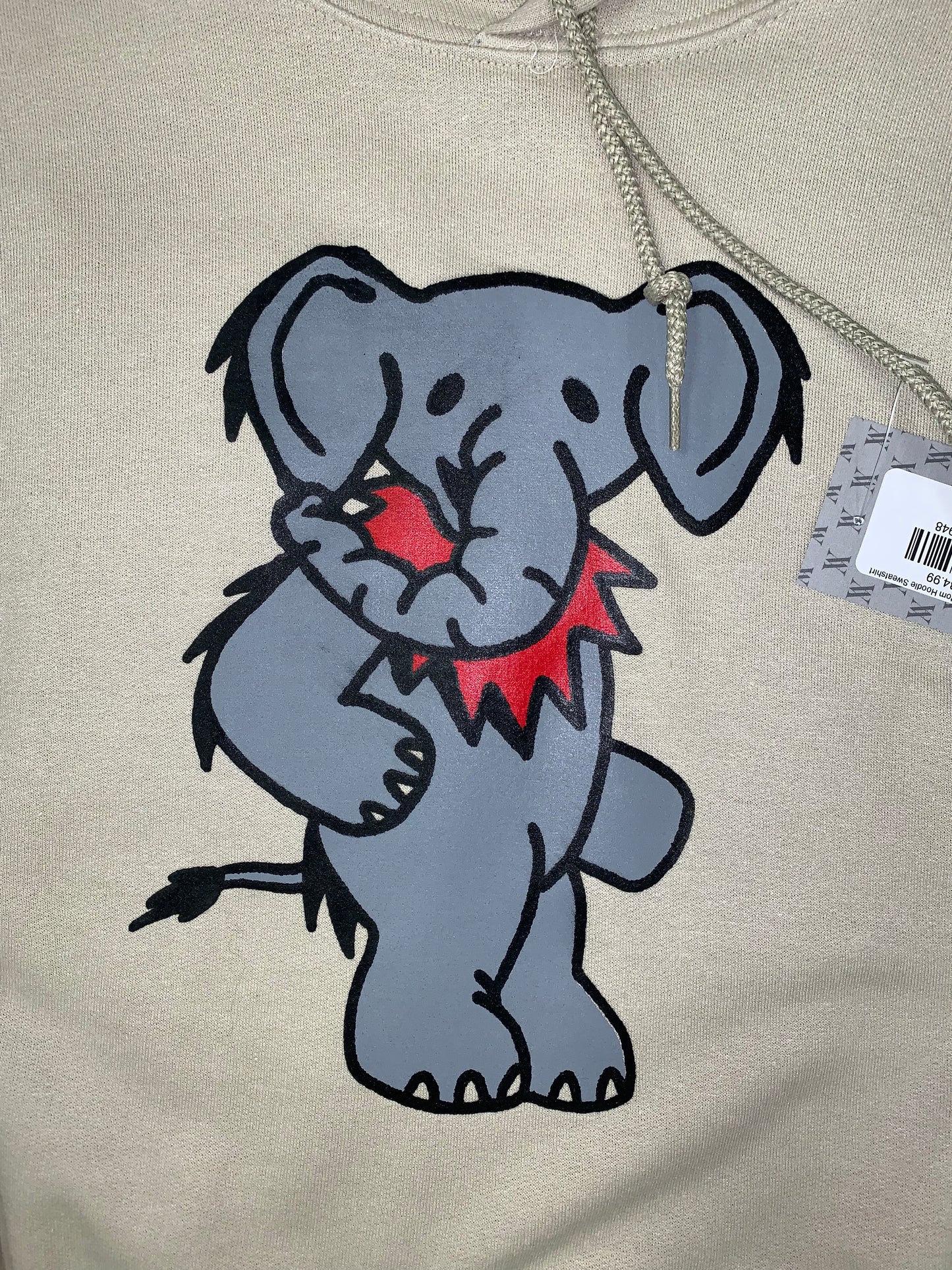 Dead Head Elephant Hoodie Tan Sweatshirt