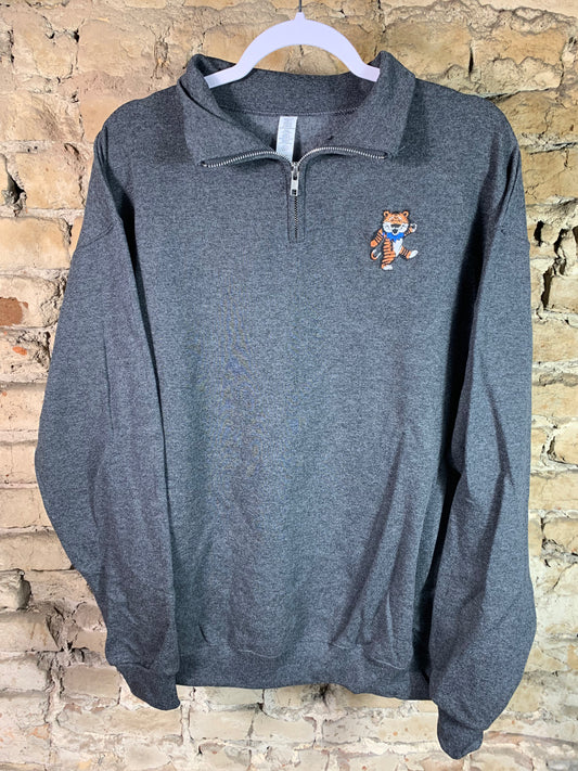 Dead Head Tiger Embroidered Quarter Zip Pullover